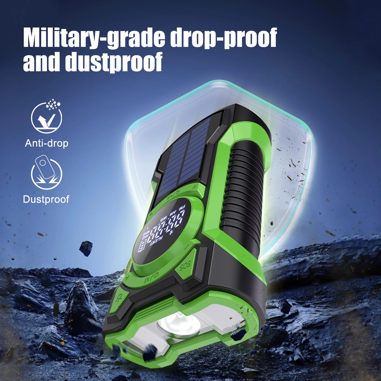 Emergency Radio Hand Crank Solar 5000mAh | IP65 Waterdichte Draagbare AM/FM/NOAA Radio met Bluetooth 5.3