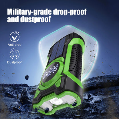 Emergency Radio Hand Crank Solar 5000mAh | IP65 Waterdichte Draagbare AM/FM/NOAA Radio met Bluetooth 5.3