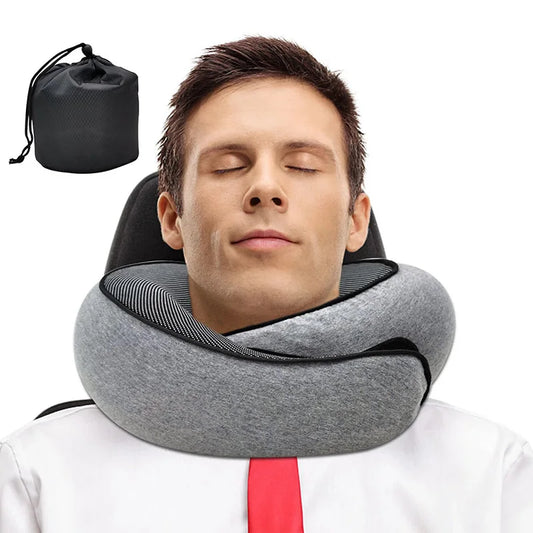 Travel Neck Pillow – U-vormig Geheugenfoam Reiskussen voor Neksteun, Anti-Snurk en Ademhaling, Verstelbaar en Draagbaar