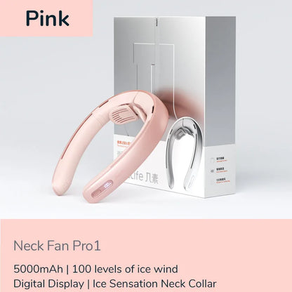 Draagbare Nekventilator – 100 Snelheden, 5000mAh Batterij, 17 Uur Werkduur, USB Oplaadbare Bladloze Neckband Fan