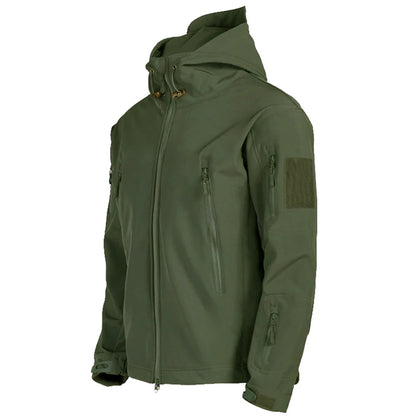 Militaire Softshell Jas Heren – Winddichte en Waterdichte Tactical Jas met Capuchon en Zakken voor Vier Seizoenen