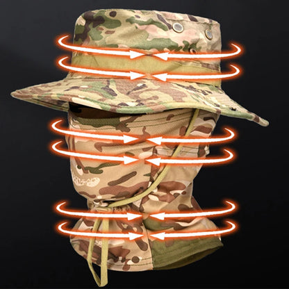 Tactische Camouflage Hoed met UV-bescherming - Verstelbare Outdoor Boonie Hoed voor Hiking, Vissen en Zonbescherming