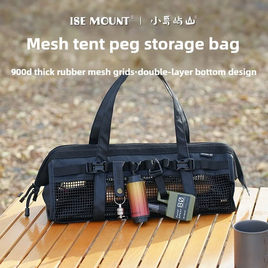 Outdoor Mesh Opbergtas voor Vloer | Draagbare Grotere Capaciteit Rubber Mesh Bag voor Sundries en Pegs