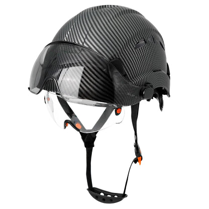 Schutzhelm aus Kohlefaser – Doppelvisier, CE- und KC-zertifiziert, ABS-Schutzhelm für Bau und Rettung