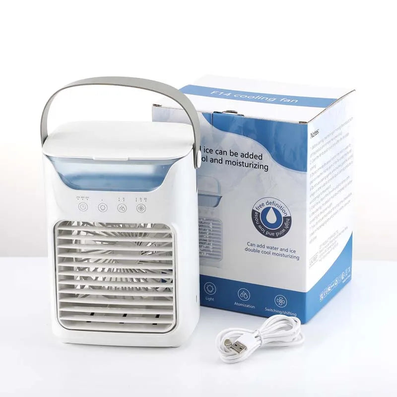Persoonlijke Draagbare Aircooler – Mini Evaporatieve Ventilator met Waternevel en 7-Kleuren LED Licht