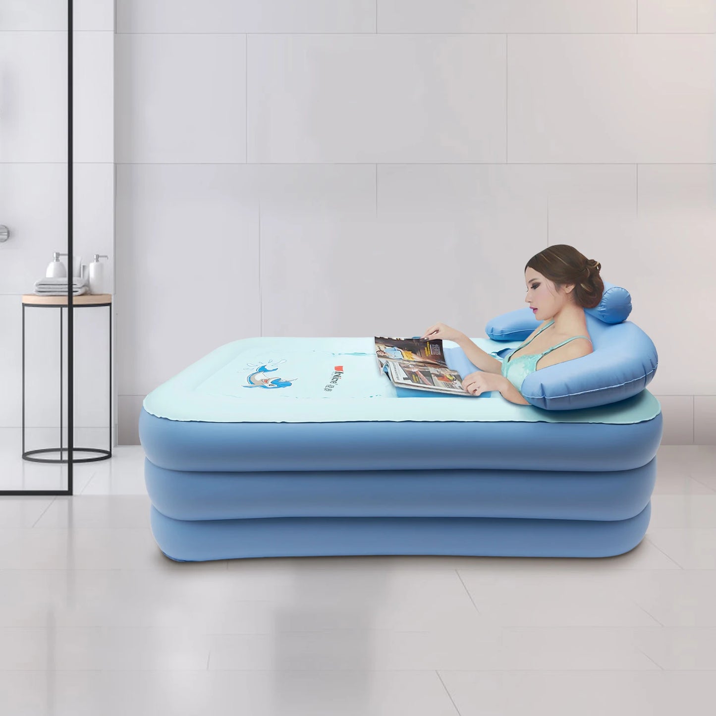 Opvouwbaar Draagbaar Badkuip PVC – Inflatable Warm Spa Zwembad – Blauw – Voor Volwassenen