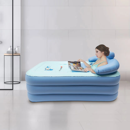 Opvouwbaar Draagbaar Badkuip PVC – Inflatable Warm Spa Zwembad – Blauw – Voor Volwassenen