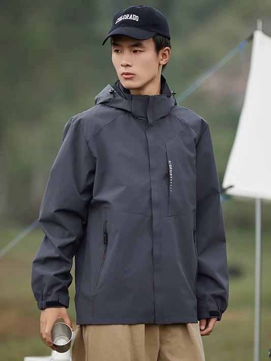 Casual Windbreaker Jas Heren – Waterdichte en Winddichte Outdoor Jas met Afneembare Capuchon voor Lente en Zomer