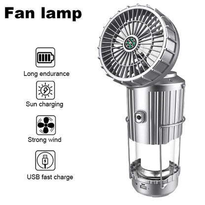 Solar Camping Lantaarn met Ventilator | USB Oplaadbaar | Waterbestendig