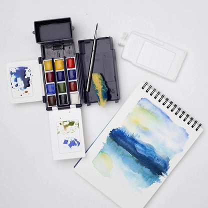 Winsor & Newton Cotman Waterverf Set | 12 Kleuren Half-Pans voor Buiten Schilderen in Plastic Doos