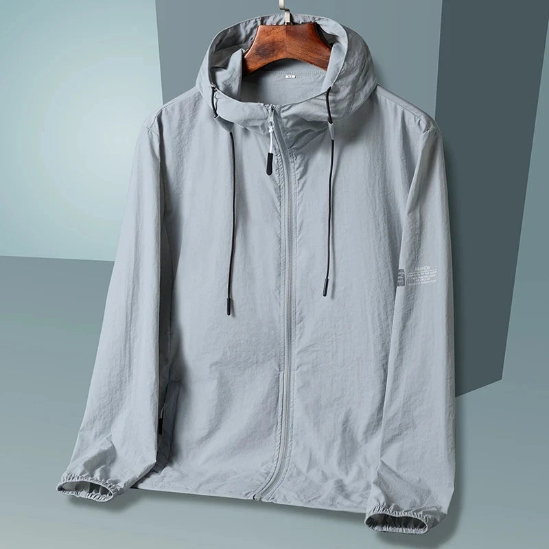 Zomer Jas met Capuchon – Sneldrogende Windbreaker voor Heren met UV-bescherming, Geschikt voor Vissen en Jagen