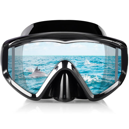 Professionele Snorkelset voor Volwassenen | Anti-Fog Duikbril met Dry Top Snorkel en Pano 3-ramen Masker