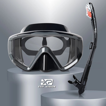 Professionele Snorkelset voor Volwassenen | Anti-Fog Duikbril met Dry Top Snorkel en Pano 3-ramen Masker