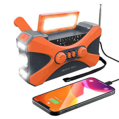 Multifunctionele 10000mAh Zonne- en Crank Radio – AM/FM/NOAA Weeralarm, Oplaadbare Telefoon, LED Zaklamp, SOS Alarm & Dual Stereo Speakers
