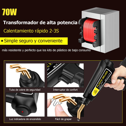 70W Kunststof Lasapparaat – Bumper Reparatie Set, Warmtelaminator, 400x Reparatienagels, EU Plug