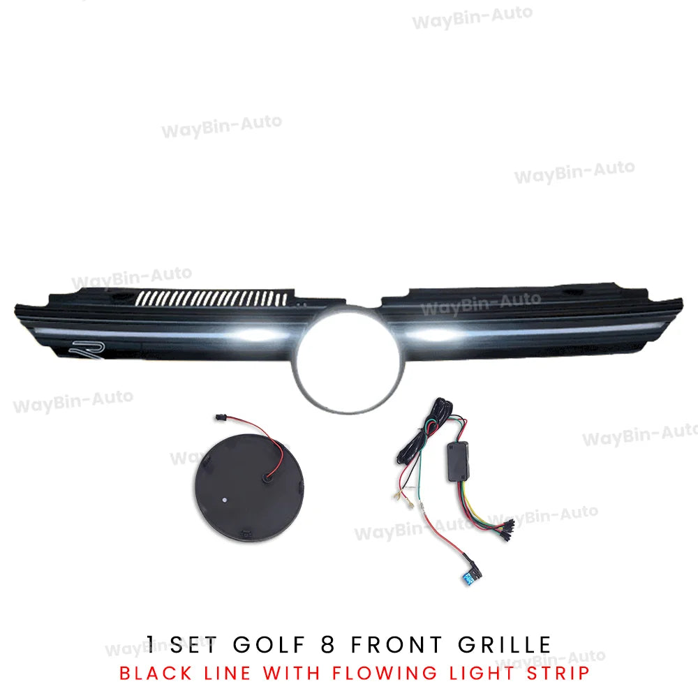 VW Golf MK8 GTI R Style Body Kit – Frontgrill-Upgrade mit LED-Lichtleiste