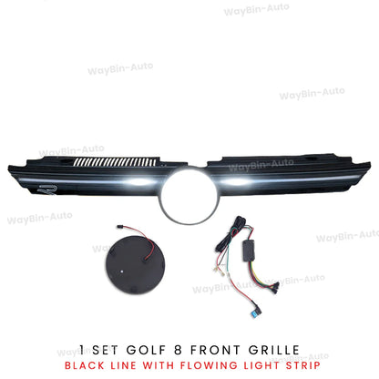 VW Golf MK8 GTI R Style Body Kit – Frontgrill-Upgrade mit LED-Lichtleiste