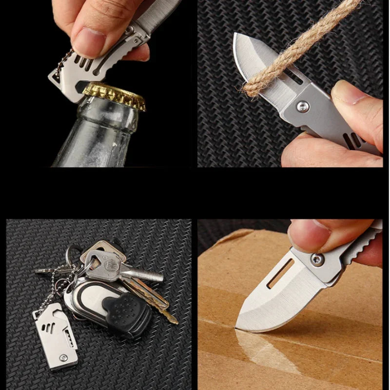 Mini-Outdoor-Klappmesser – D2-Stahl, Flaschenöffner und Schneidwerkzeug für Camping und Überleben