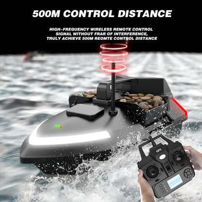 V020 GPS Bait Boat – 500m Distance, Dual Motor &amp; Fish Finder, Auto-Cruise &amp; Return Function