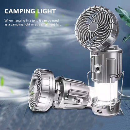 Opvouwbare Elektrische Ventilator & Campinglamp | Solar/USB Oplaadbaar | 1500mAh | Waterdicht