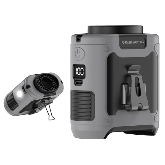 Tragbarer 20000mAh-Ventilator – Starker Wind, Hüft- und Nackenventilator mit Powerbank und LED