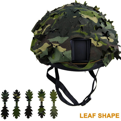 3D-Camouflage-Helmbezug mit Laserschnitt – Netzstoff in Blattform für Airsoft-, Paintball- und Jagdhelmzubehör