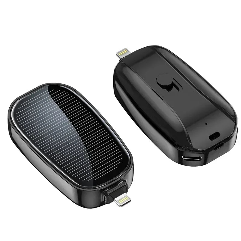 Mini Solar Keychain Powerbank – Draagbare Draadloze Pocket Charger met USB-C, Geschikt voor iPhone & Android