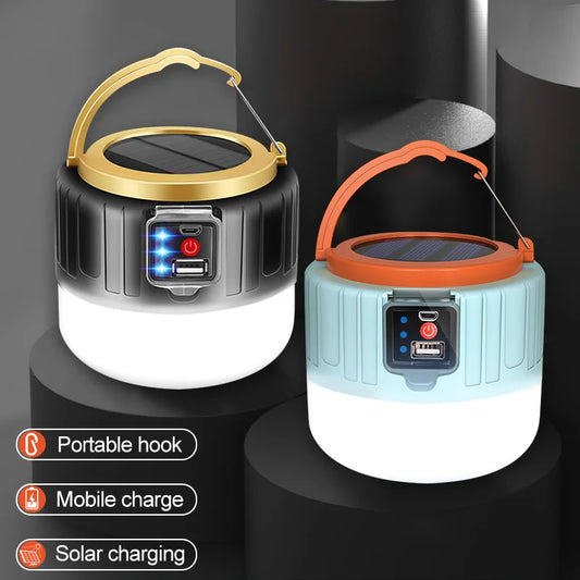 Waterdichte Solar LED Campinglamp – Oplaadbare Tentlamp, Draagbare Lantaarn en Noodverlichting