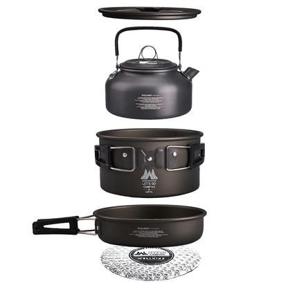 Camping Kookset met Waterketel & Draagbare Kooktoestel – Outdoor Kookgerei