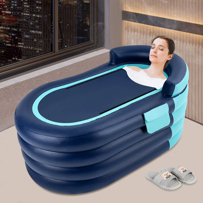 Opblaasbaar Bad met Douchehoes – PVC, 307x511x213 cm, Draadloze Pomp, Vouwbaar voor Stressverlichting en Relaxatie