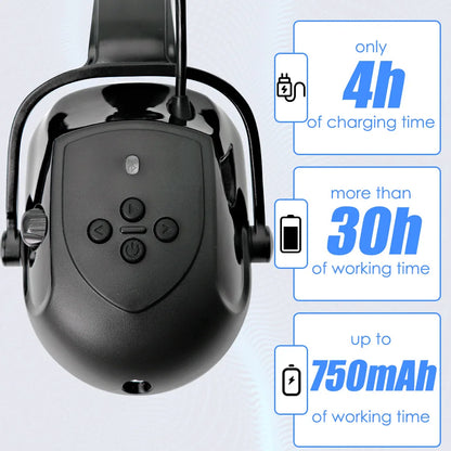 Construction Safety Helmet with Bluetooth 5.0 – Noise Cancelling Earmuffs, Visor &amp; Reflective Stickers, CE Certified