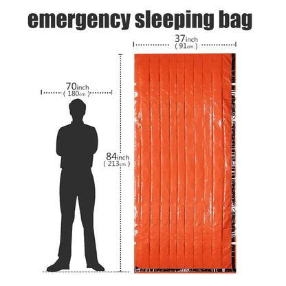 Portable Waterproof Emergency Sleeping Bag - Mylar Thermal Survival Bag for Camping, First Aid and Outdoor Adventures