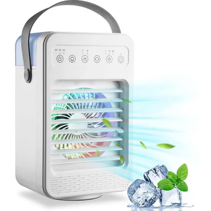 Persoonlijke Draagbare Aircooler – Mini Evaporatieve Ventilator met Waternevel en 7-Kleuren LED Licht