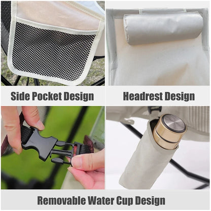 Draagbare Vouwbare Campingstoel met Hoofdsteun | Lichtgewicht Aluminium Stoel voor Outdoor, Visserij en Toerisme