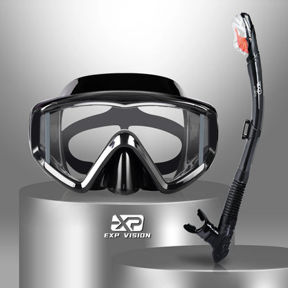 Professionele Snorkelset voor Volwassenen | Anti-Fog Duikbril met Dry Top Snorkel en Pano 3-ramen Masker