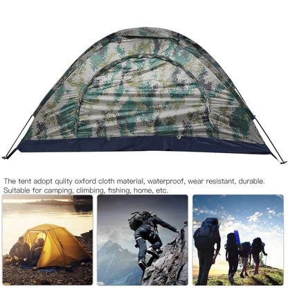 Eenpersoons Camouflage Trekking Tent – Winddichte Dubbele Laag Tent voor Camping, Vissen & Klimmen