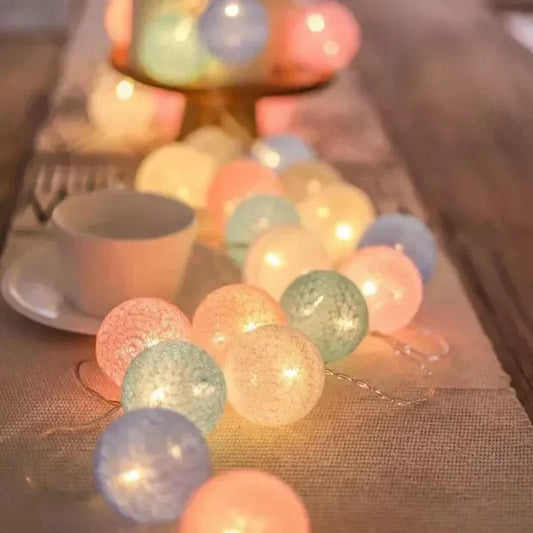 3 m lange Baumwoll-Lichterkette mit 20 LEDs – dekorative Lichterkette für Weihnachten, Ostern, Party, Kinderzimmer und im Freien