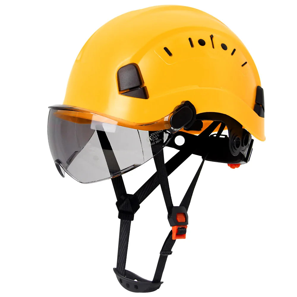 CE Veiligheidshelm met Bril – Ademend ABS Bouwhelm voor Bouw, Industrie & Redding