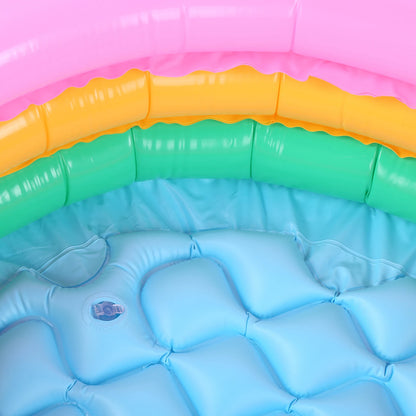 Opblaasbaar Zwembad voor Kinderen – Ronde Vorm met Kleurrijke Luchtkringen en Zachte Bodem, Baby Zwembad voor Jongens en Meisjes