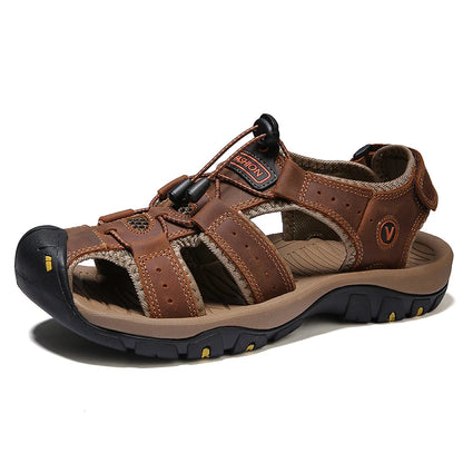 Zomerse Herensandalen – Ademend Kunstleren Casual Sandalen met Elastische Band, Outdoor Strand- en Romeinse Schoenen