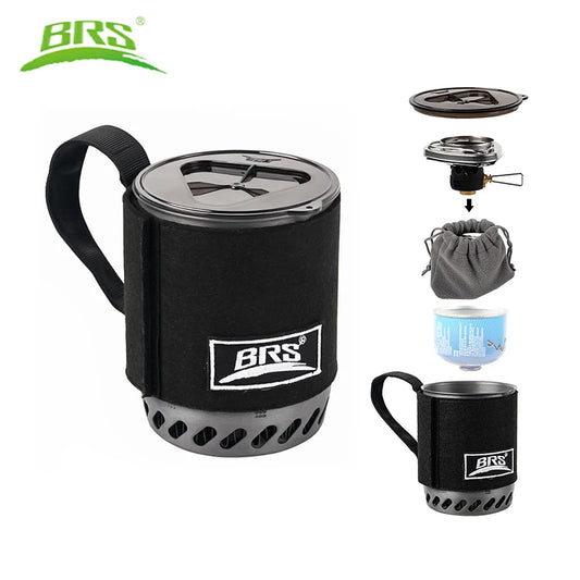 BRS-61 Jet Boiler Camping Stove Kit - Ultralichte Eénstuk Kookset met Warmteopvangsysteem voor Outdoor & Backpacking