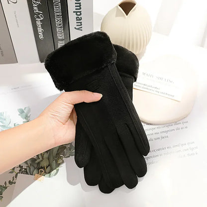Dames Winterhandschoenen met Touchscreen – Warme Suède Look Handschoenen met Pluche voor Fietsen & Autorijden