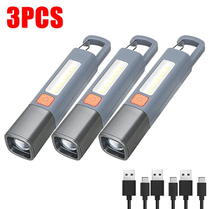 Superhelle LED-Taschenlampe XPE – Wiederaufladbare Campingleuchte mit Haken, Zoomfunktion und 3 Leuchtmodi