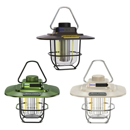 LED Retro Camping Lantaarn | Waterdicht | Type-C Oplaadbaar | Hanglamp met Haak & Batterij Indicator
