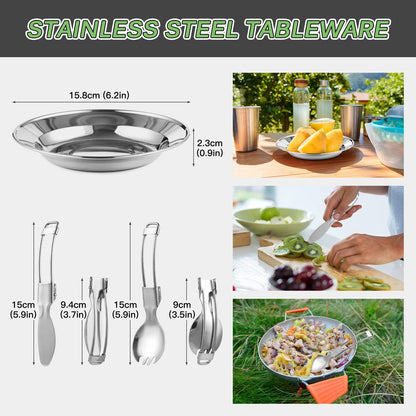 21-teiliges Camping Kochset – Leichtes Topf- und Pfannenset für Outdoor, Camping und Survival