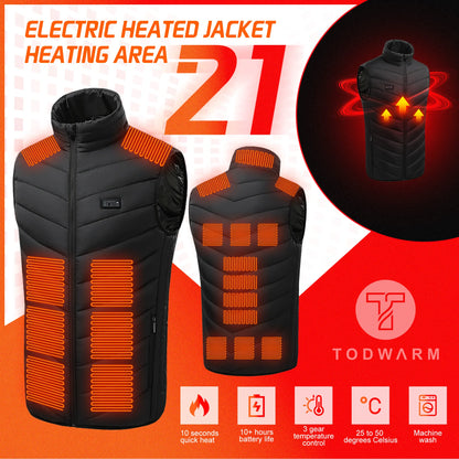 Verwarmde Vest 21 Zones – Winter Bodywarmer voor Heren en Dames met USB Verwarming - Outdoor Thermische Jas