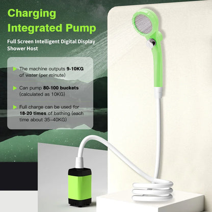 Camping Douchepomp | RV Outdoor Douche Kit met Volledig Scherm en Intelligente Digitale Weergave – Verstelbaar en 6000mAh
