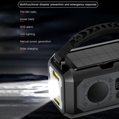12000mAh AM/FM/NOAA Weerradio | Draagbare Zonne- & Handcrank Noodradio met Leeslamp voor Outdoor Camping