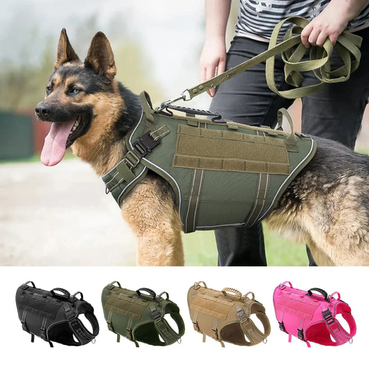 Taktisches Hundegeschirr – No-Pull-Militärgeschirr – Verstellbare Wander- und Trainingsweste für mittelgroße und große Hunde