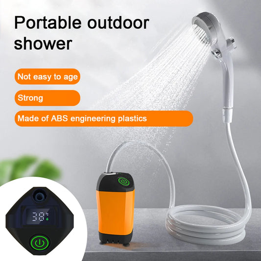 Outdoor Camping Douche | IPX7 Waterdichte Elektrische Draagbare Douchepomp met Digitale Weergave voor Hiking, Reizen en Dieren Wateren
